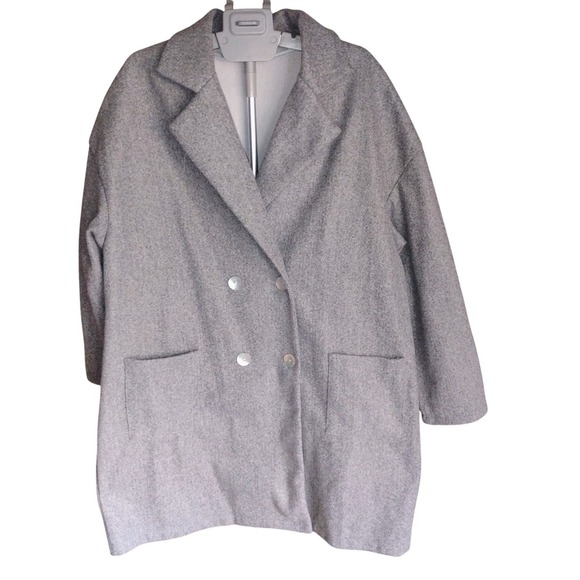 Gray Double Breasted Coat Oversized Pockets Minimalist size XXL New condition - Picture 1 of 5